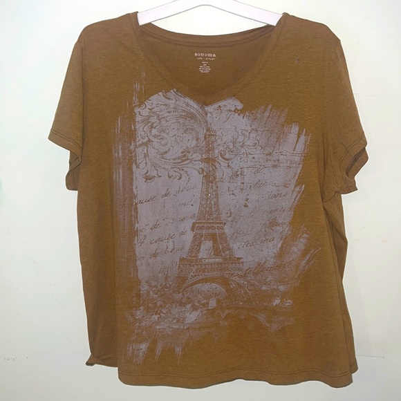 Sonoma Brown Tee Eiffel Tower Sz 2X - Picture 1 of 6
